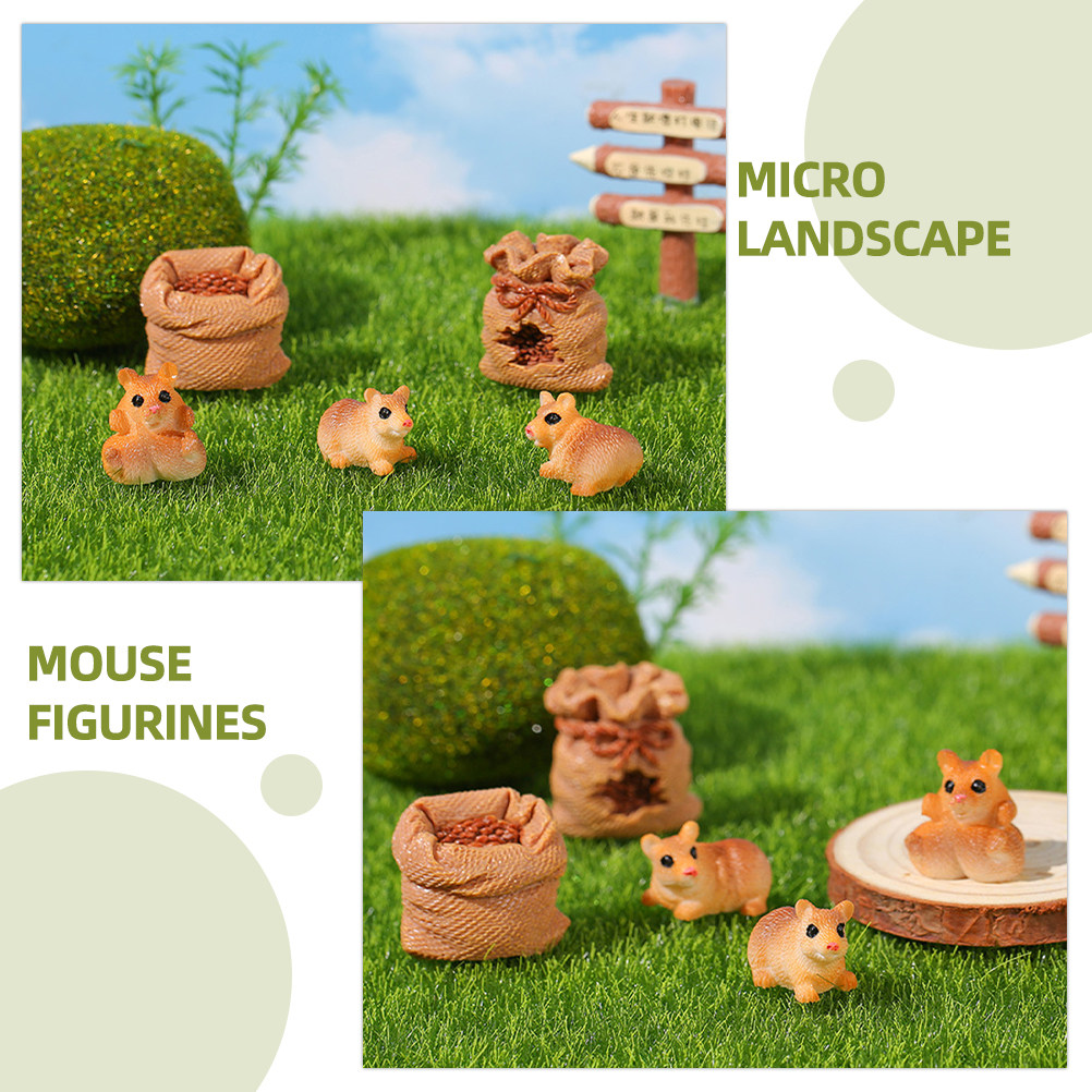 Bonsai Garden With Pond - 1Set Cute Resin Mini Rat Ornament