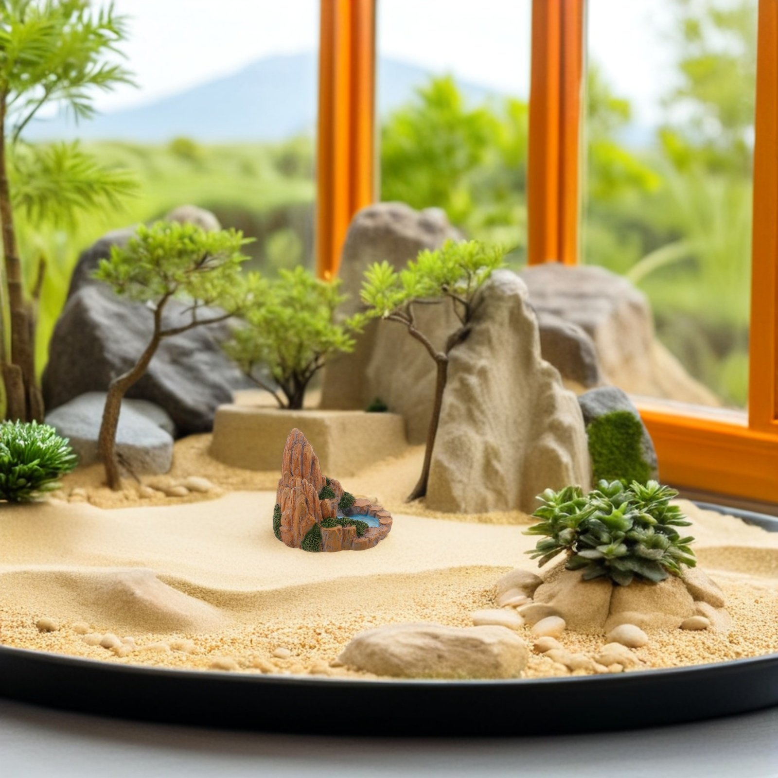 Bonsai Garden With Pond - 2Pcs Artificial Rockery Miniature Zen Garden