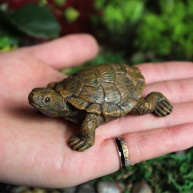 Bonsai Garden With Pond - Little Turtle Model Resin Statue Micro
