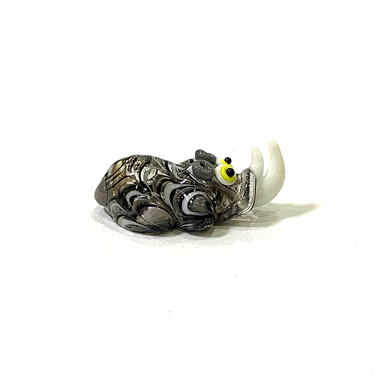 Miniature Glass Rhino Figurine - đánh giá và giá Japan Bonsai Garden