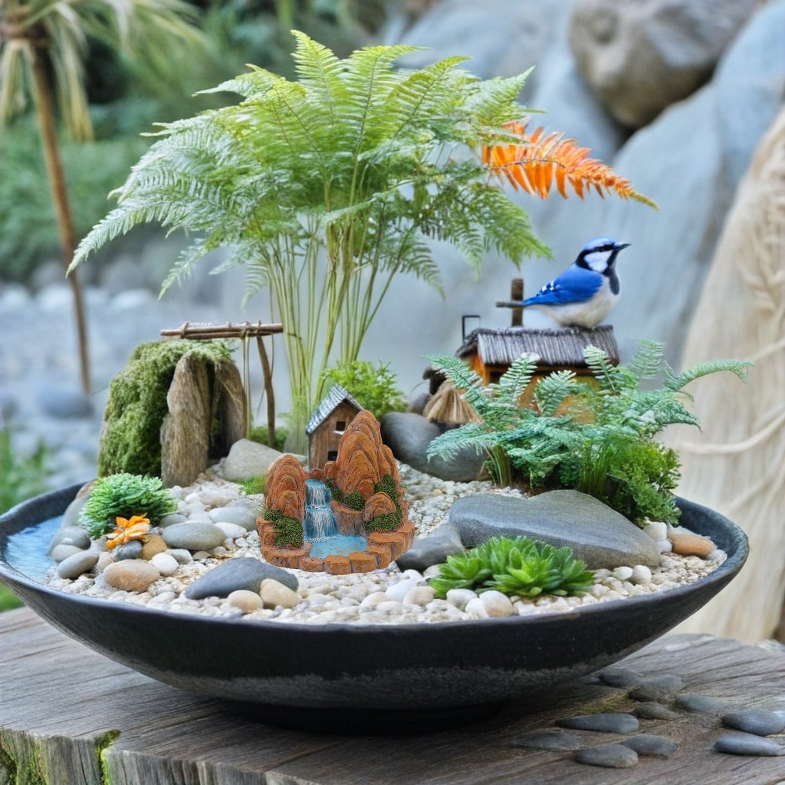 2Pcs Artificial Rockery Miniat - đánh giá và giá Bonsai Garden With Pond