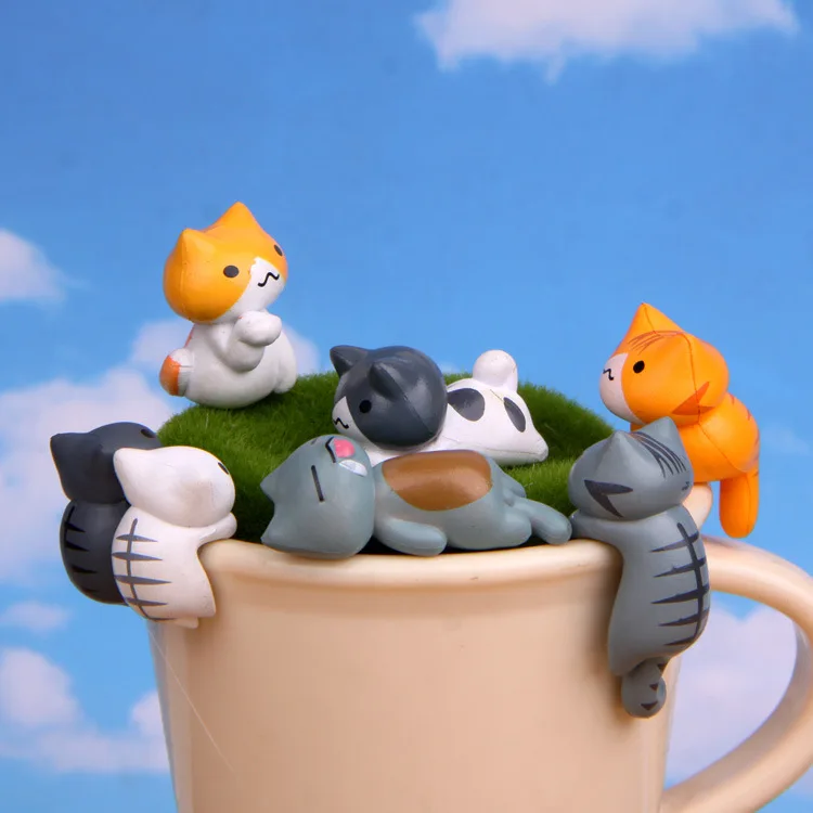 6Pcs/Set Cartoon Lucky pvc Cat - đánh giá và giá Japan Bonsai Garden